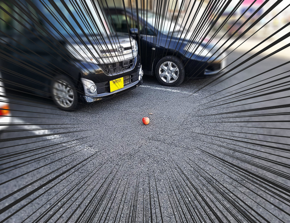 長野県の某駐車場で遭遇した野生のリンゴ